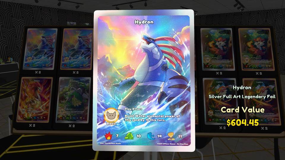Shelves of Tetramon booster boxes along a shop wall